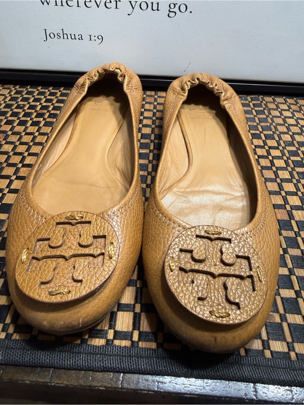 Tory Burch Women’s Tan Leather Reva Ballet Flats Women-SZ8 Box 17